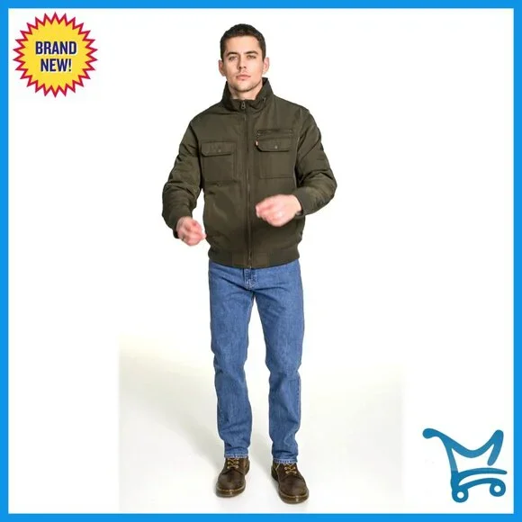 Men's Stand Collar Utility Bomber Jacket with Functional Pockets
